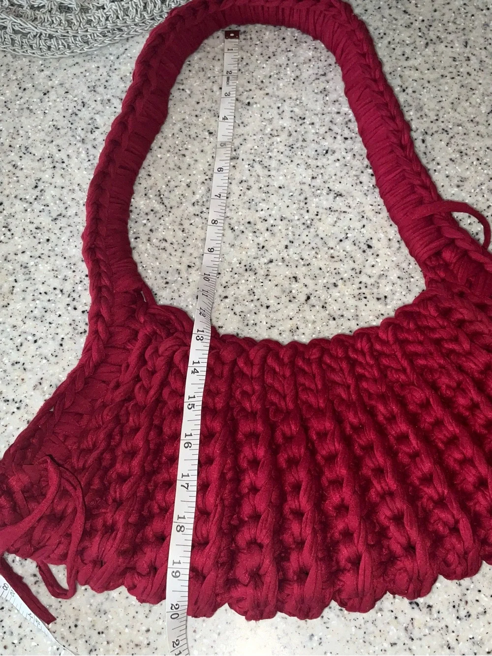 Handmade Burgundy Red Crochet Hobo Shoulder Bag